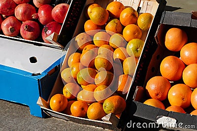 Tropical juicy fruits exposed for sale Stock Photo