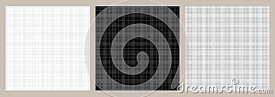 Tartan fabric texture seamless pattern collection, grey white and black color background, checkered pattern set - Vector Vector Illustration