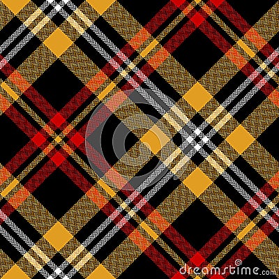 Tartan plaid pattern autumn in black, red, yellow, white. Herringbone textured seamless tartan dark bright check plaid for flannel Vector Illustration