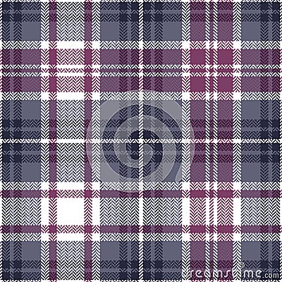 Tartan plaid pattern in grey, pink, white for menswear shirt design. Seamless dark contrast Scottish tartan check plaid for autumn Vector Illustration