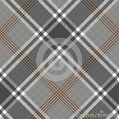 Tartan plaid pattern seamless vector background in grey and beige. Glen check plaid. Vector Illustration