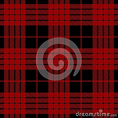 Tartan red and black seamless pattern Cartoon Illustration