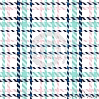 Tartan seamless vector plaid pattern. Checkered plaid texture. Geometrical simple square background for girl female Vector Illustration