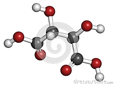 Tartaric acid (dextrotartaric acid) molecule. Acid present in wine, added as oxidant additive E334 to food Stock Photo