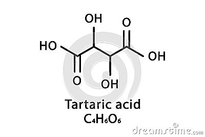 Tartaric acid molecular structure. Tartaric acid skeletal chemical formula. Chemical molecular formula vector Vector Illustration