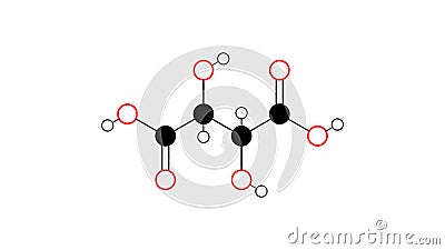 tartaric acid molecule, structural chemical formula, ball-and-stick model, isolated image antioxidant e334 Stock Photo