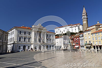 Tartini Square in Piran Stock Photo