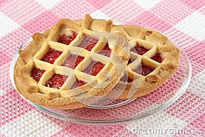 Tartlet with cherry jam Stock Photo
