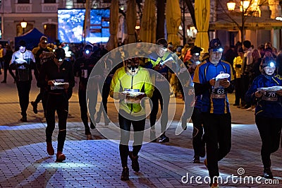 Tartu/Estonia - 21 April 2018: The night orienteering competition Editorial Stock Photo