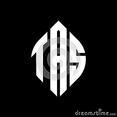 TAS circle letter logo design with circle and ellipse shape. TAS ellipse letters with typographic style. The three initials form a Vector Illustration