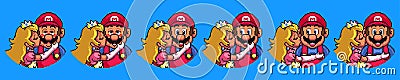 TASHKENT, UZBEKISTAN - NOVEMBER 5, 2020 Super Mario World and Bros pixelated retro video game. Characters set . Pixel art vector Vector Illustration