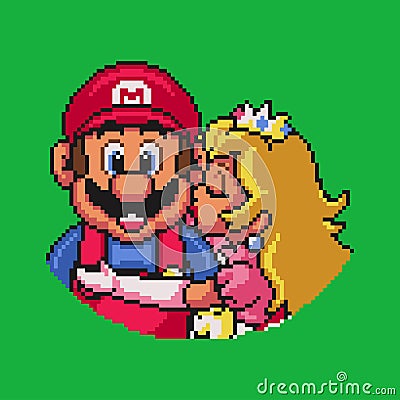 TASHKENT, UZBEKISTAN - NOVEMBER 5, 2020 Super Mario World and Bros pixelated retro video game. Pixel art vector illustration. Vector Illustration