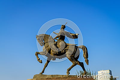 Tashkent, Uzbekistan - October 16, 2023: Monument Amir Timur or Tamerlane on a sunny day. Editorial Stock Photo