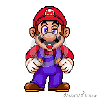 TASHKENT, UZBEKISTAN - September ,19, 2021 Super Mario World and Bros pixelated retro video game characters Pixel art vector Vector Illustration