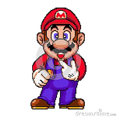 TASHKENT, UZBEKISTAN - September ,19, 2021 Super Mario World and Bros pixelated retro video game characters Pixel art vector Vector Illustration