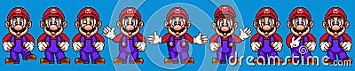 TASHKENT, UZBEKISTAN - September ,27, 2021 Super Mario World and Bros pixelated retro video game characters set Pixel art vector Vector Illustration