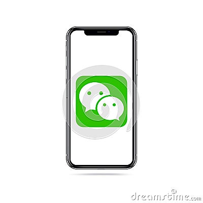Wechat app icon logo on iphone screen Editorial Stock Photo