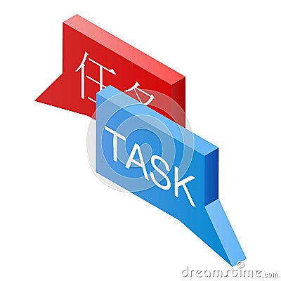 Task chat translator icon, isometric style Vector Illustration