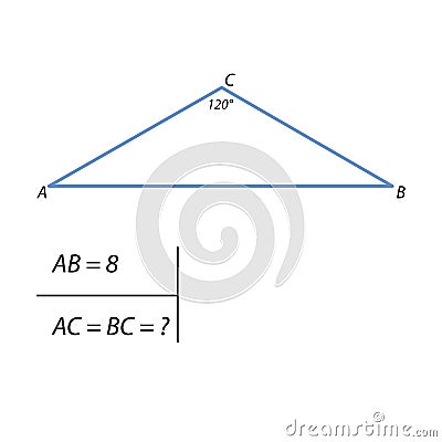 The task of finding the side of a right triangle height Stock Photo