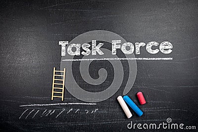 Task Force. Text on a dark chalk board Stock Photo