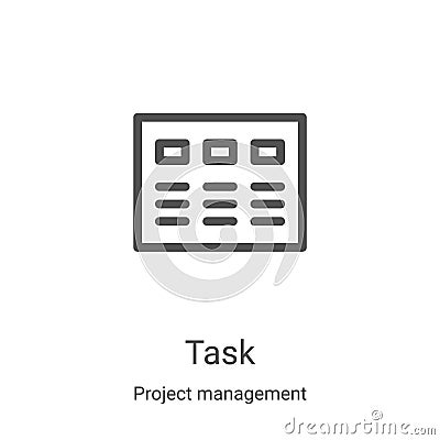 task icon vector from project management collection. Thin line task outline icon vector illustration. Linear symbol for use on web Vector Illustration