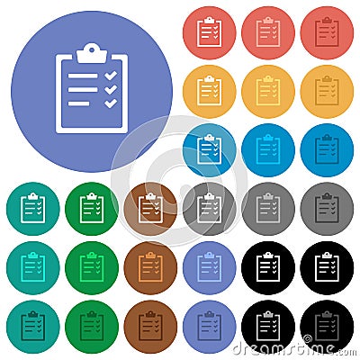 Task list round flat multi colored icons Stock Photo