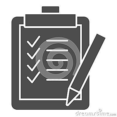 Task list solid icon. Clipboard vector illustration isolated on white. Checklist glyph style design, designed for web Vector Illustration