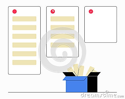 Task Organization Board With Notes In Flat Vector Illustration Symbolizing Workflow, Task Management, And Project Vector Illustration