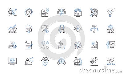 Task line icons collection. Assignment, Project, Work, Duty, Responsibility, Mission, Chore vector and linear Vector Illustration