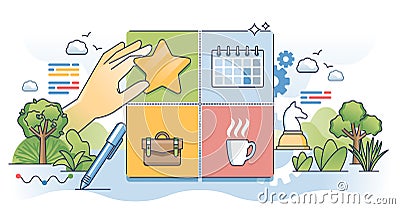 Task prioritization matrix for work time management outline hands concept Vector Illustration