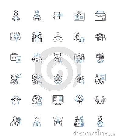 Task scheduling line icons collection. Planner, Calendar, Organizer, Agenda, Schedule, Time-management, Reminders vector Vector Illustration