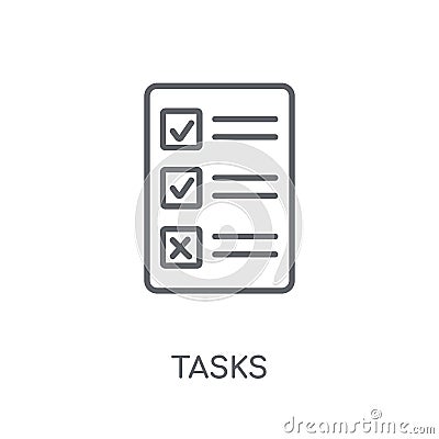 Tasks linear icon. Modern outline Tasks logo concept on white ba Vector Illustration