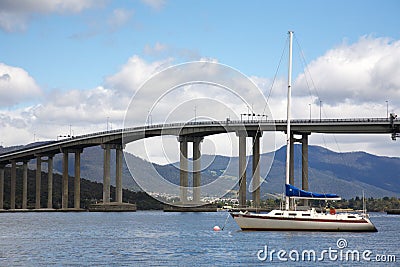 Tasman Bridge in Hobart city Stock Photo