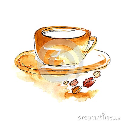 Tasse Kaffee  Mit  Coffeebeans Stockfotografie Bild 5422582