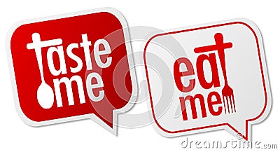 Taste me & eat me labels Vector Illustration