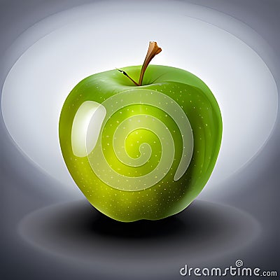 Taste of Orchard: Close-up of a Green Apple. Stock Photo