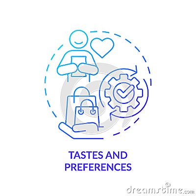 Tastes and preferences blue gradient concept icon Vector Illustration