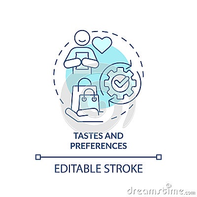 Tastes and preferences soft blue concept icon Vector Illustration