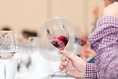 Tasting red wine and many others Stock Photo