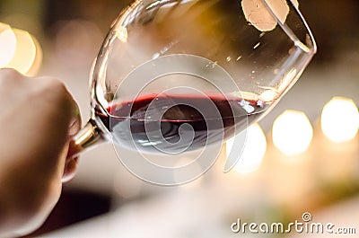 Tasting red wine Stock Photo