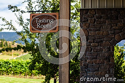 Tasting room wooden classic sign Stock Photo