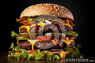 Tasty american burger food. Generate Ai Stock Photo