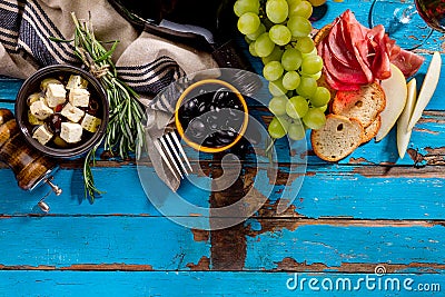 Tasty appetizing italian Mediterranean Greek Food Ingredients Wi Stock Photo