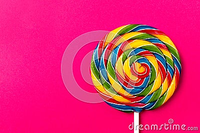 Tasty appetizing Party Accessory Sweet Swirl Candy Lollypop on P Stock Photo