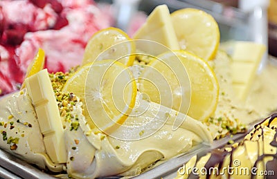 Tasty appetizing sweet ice cream with lemon Stock Photo