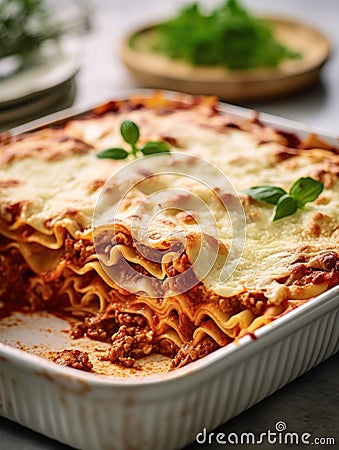 Tasty Baked Lasagna with Beef Stock Photo