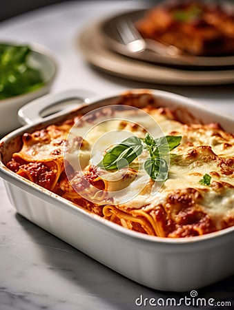 Tasty Baked Lasagna with Beef Stock Photo