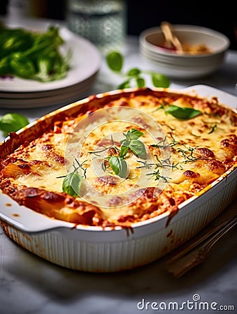 Tasty Baked Lasagna with Beef Stock Photo