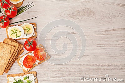 Tasty canapes food border background Stock Photo