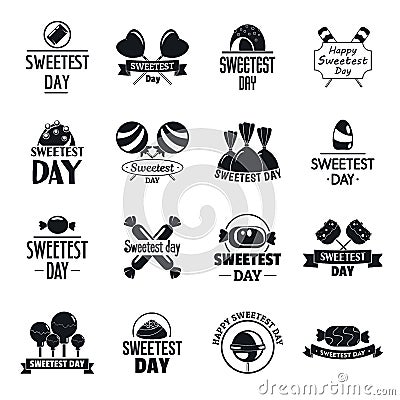 Tasty candy logo set, simple style Vector Illustration